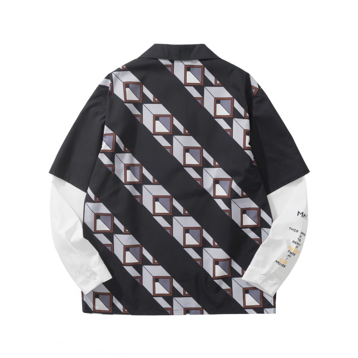 NIGO PRADA Black steel Timecapsule Printed Cotton Shirt #nigo377112