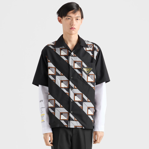 NIGO PRADA Black steel Timecapsule Printed Cotton Shirt #nigo377112