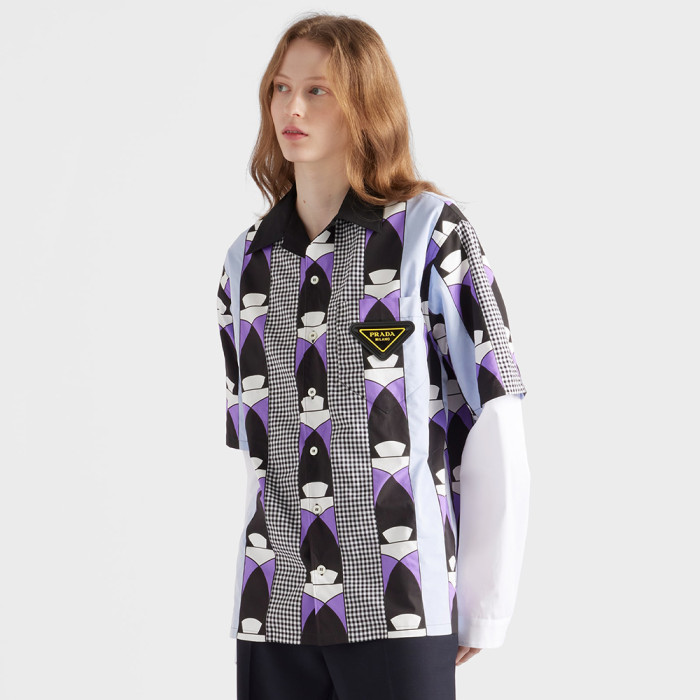 NIGO PRADA Black steel Timecapsule Printed Cotton Shirt #nigo377112