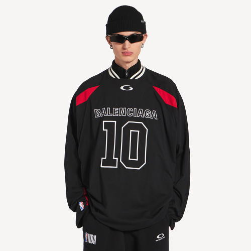 NIGO Balenciaga Men's Balenciaga NBA Collaboration Oversized Long Sleeve T-shirt in Black Multicolor #nigo377156