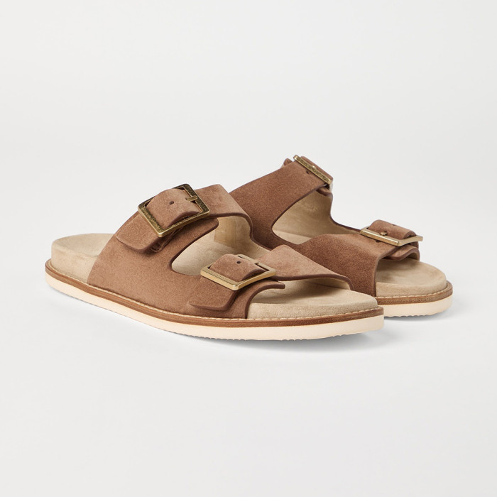 NIGO Brunello Cucinelli Suede slides with buckles for Man in Hazelnut 