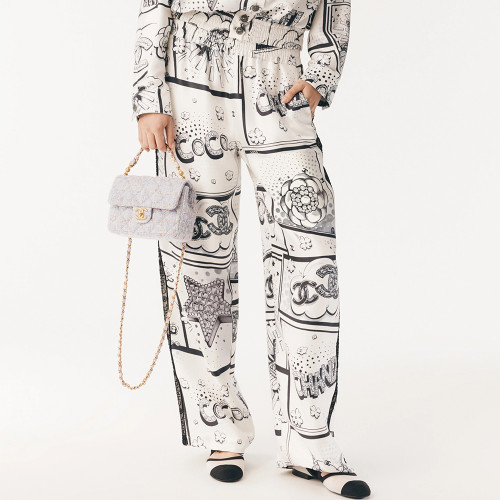 NIGO Chanel Hand-painted Camellia Silk Stretch Casual Pants #nigo377175