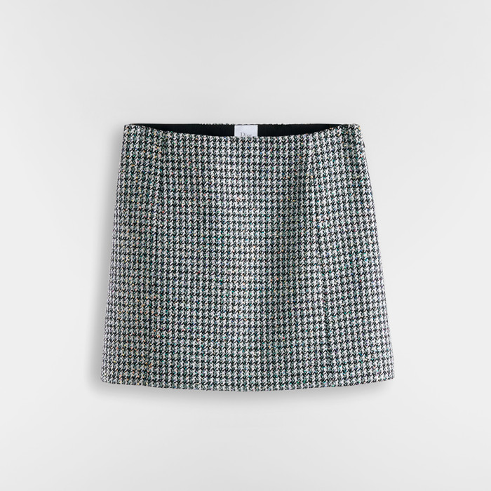 NIGO Dior Bar Blazer Skirt Black and White Houndstooth Virgin Wool Blend With Multicolor Sequins #nigo377177