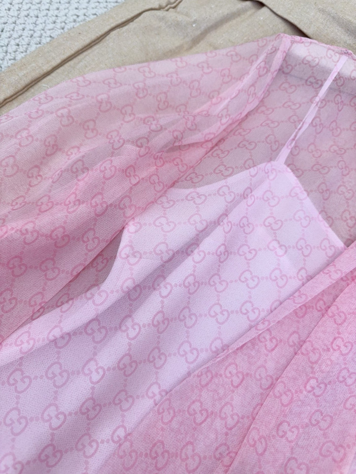 NIGO GUCCI Printed Silk Chiffon Shirt in Light Pink #nigo377279