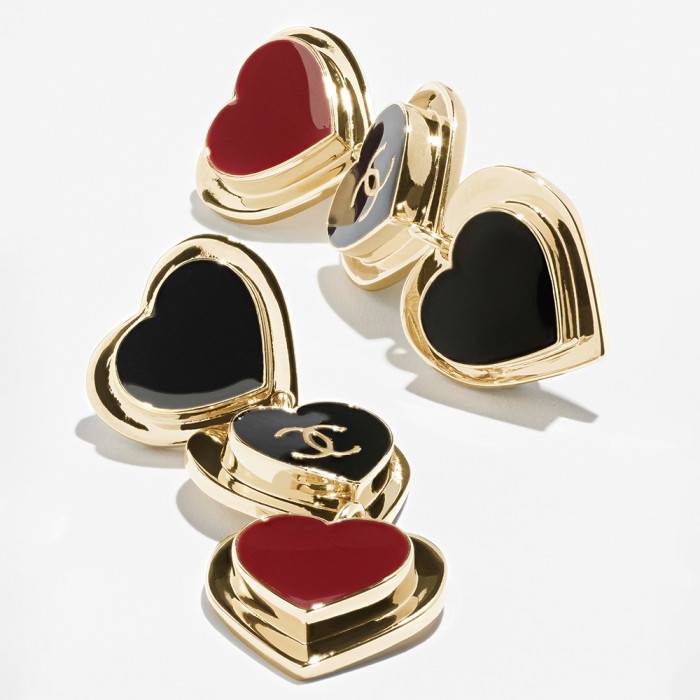 NIGO Chanel Pendant Earrings Metal Resin Golden Black Dark Red #nigo377284