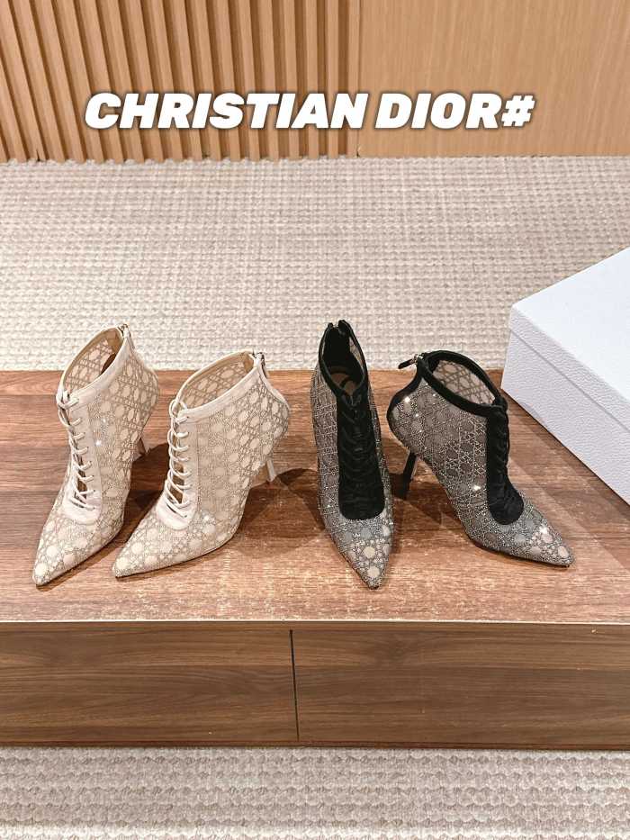 NIGO Dior Dazzling Galaxy Series Mesh Cannage Pattern Rhinestone High Heels #nigo377323