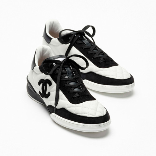 NIGO Chanel Trainers Calfskin Suede Kidskin White Black #nigo377371