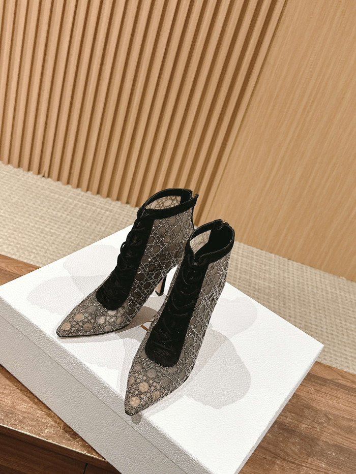 NIGO Dior Dazzling Galaxy Series Mesh Cannage Pattern Rhinestone High Heels #nigo377323