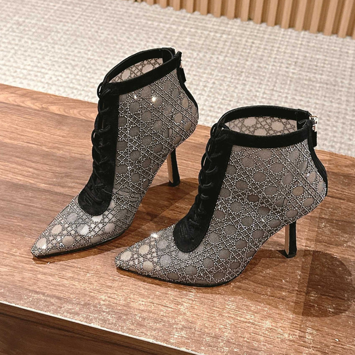 NIGO Dior Dazzling Galaxy Series Mesh Cannage Pattern Rhinestone High Heels #nigo377323