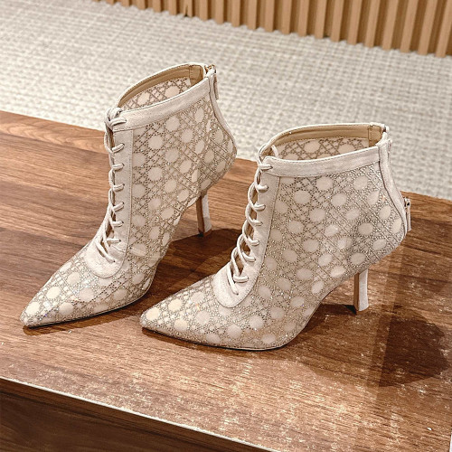 NIGO Dior Dazzling Galaxy Series Mesh Cannage Pattern Rhinestone High Heels #nigo377323