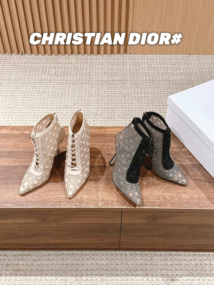 NIGO Dior Dazzling Galaxy Series Mesh Cannage Pattern Rhinestone High Heels #nigo377323