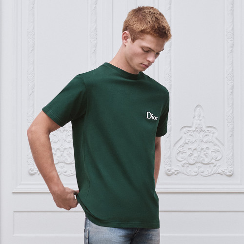 NIGO DIOR T-Shirt with Dior Embroidery Relaxed Fit Green Cotton Jersey #nigo377387