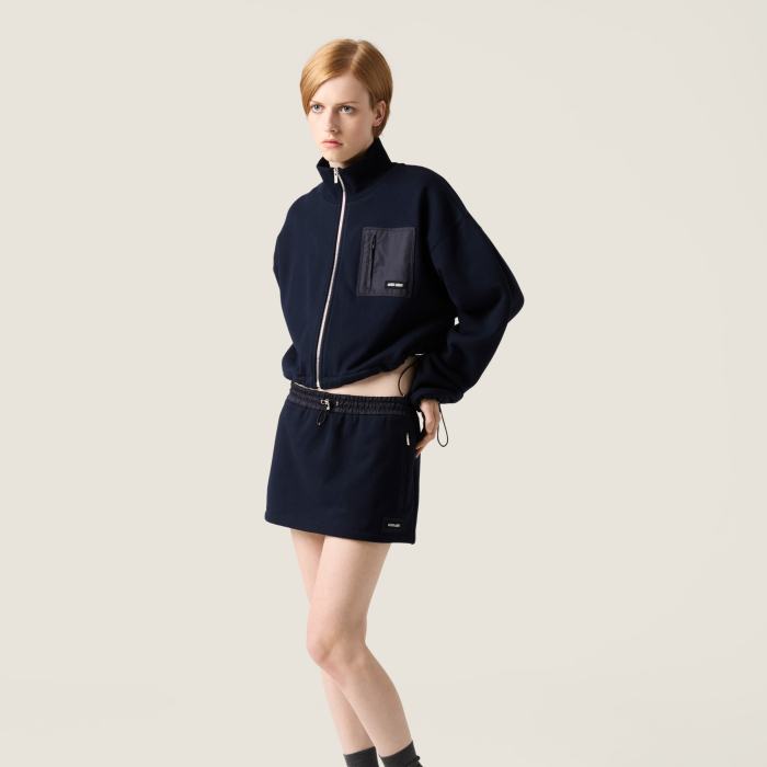 NIGO MiuMiu Navy Cotton Fleece Miniskirt #nigo377462