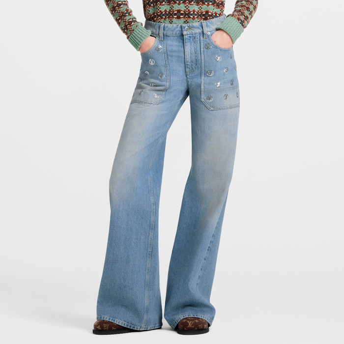 NIGO LOUIS VUITTON Signature Sequin Accent Flared Jeans #nigo377460