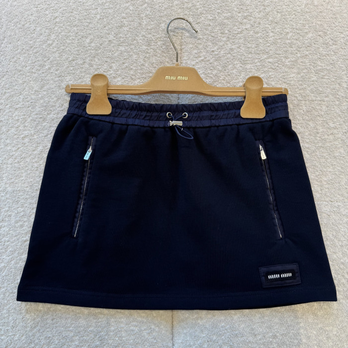 NIGO MiuMiu Navy Cotton Fleece Miniskirt #nigo377462