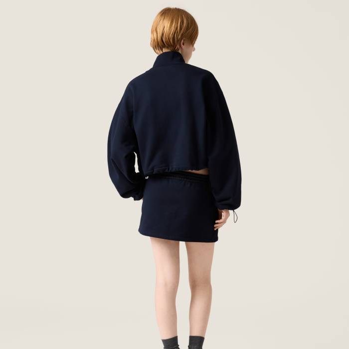 NIGO MiuMiu Navy Cotton Fleece Miniskirt #nigo377462