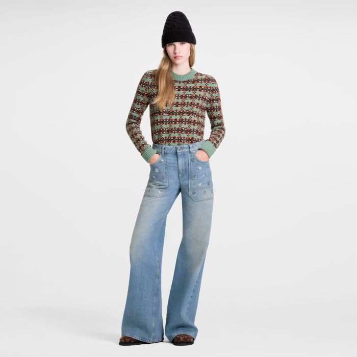 NIGO LOUIS VUITTON Signature Sequin Accent Flared Jeans #nigo377460