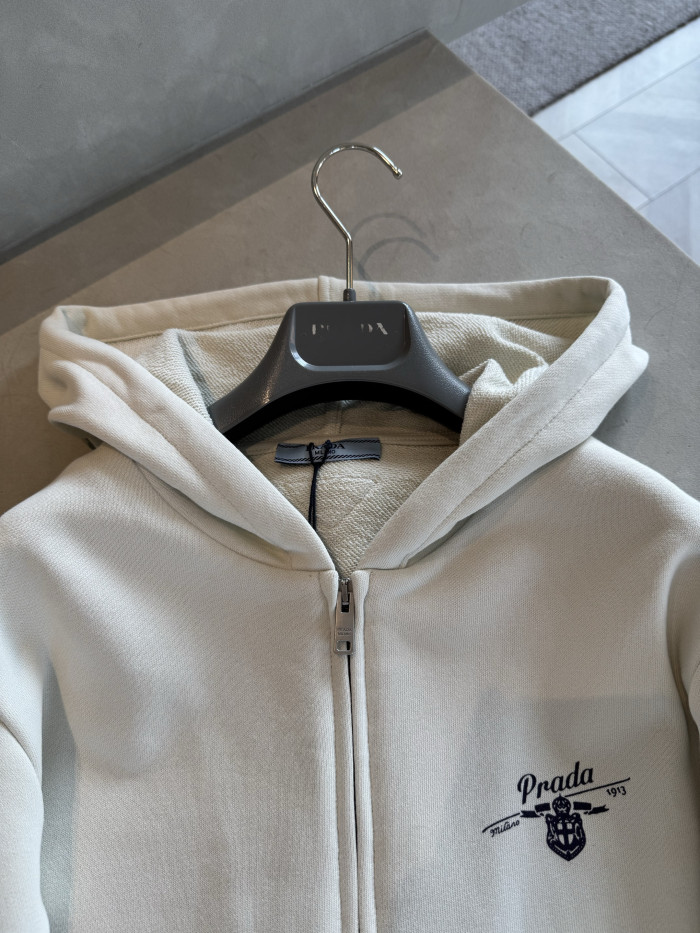 NIGO Prada White Hooded Zipper Sweatshirt #nigo377465