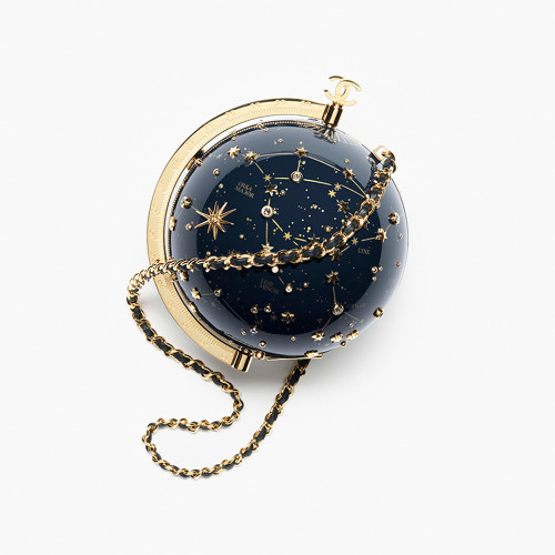 NIGO Chanel Evening Bag Resin Rhinestones and Gold Metal Dark Blue and Gold #nigo377326