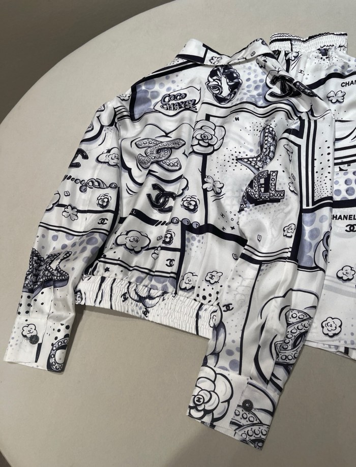 NIGO Chanel Hand-painted Camellia Silk Stretch Casual Pants Shirt #nigo377175