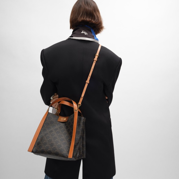 NIGO Celine Small Cube Bag in Triomphe Canvas and Natural Calfskin #nigo377768