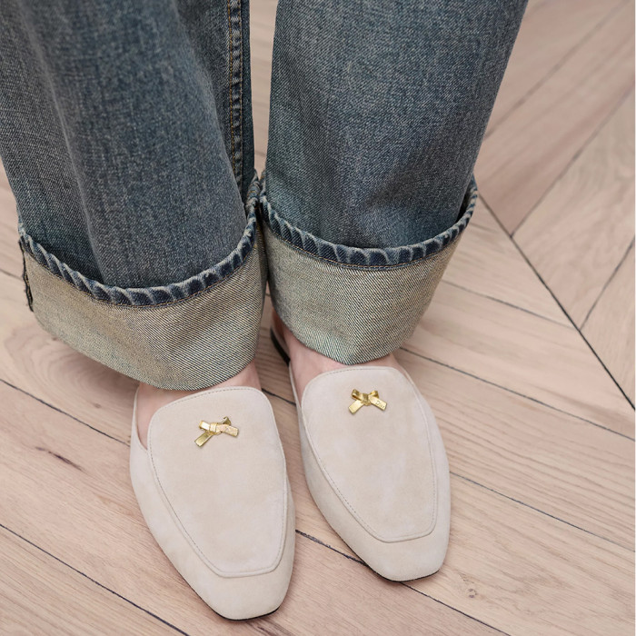 NIGO DIOR Baby Bow Mule Pistachio Suede Goatskin #nigo377752