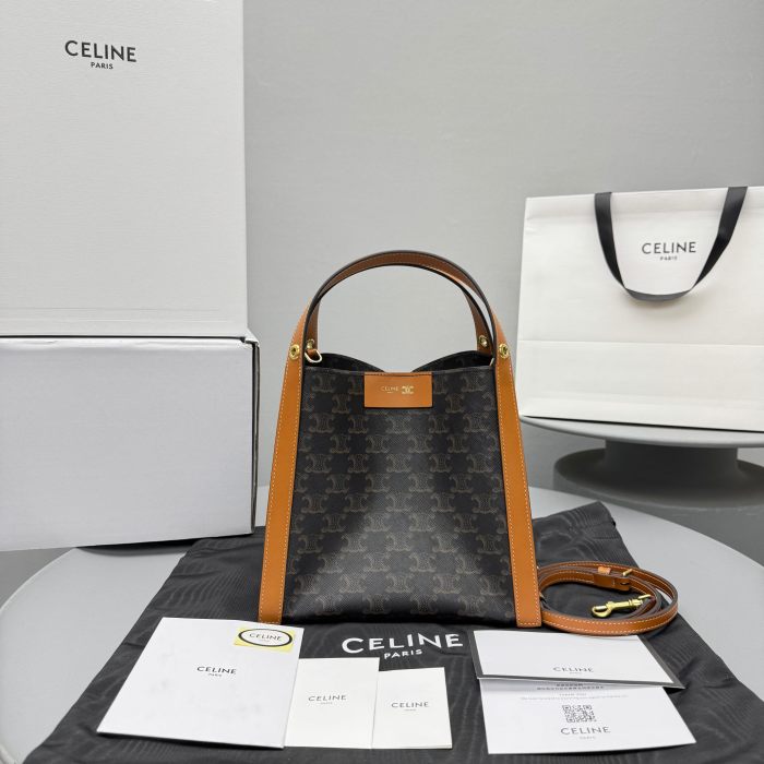 NIGO Celine Small Cube Bag in Triomphe Canvas and Natural Calfskin #nigo377768