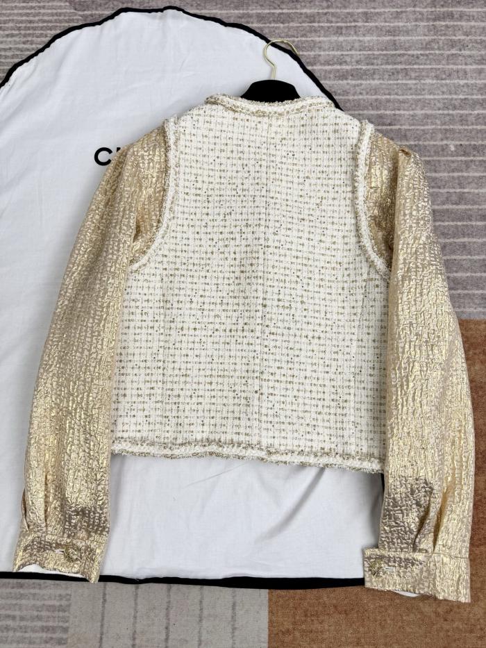 NIGO Chanel Jacket Cotton Wool Tweed Ecru Gold #nigo377742