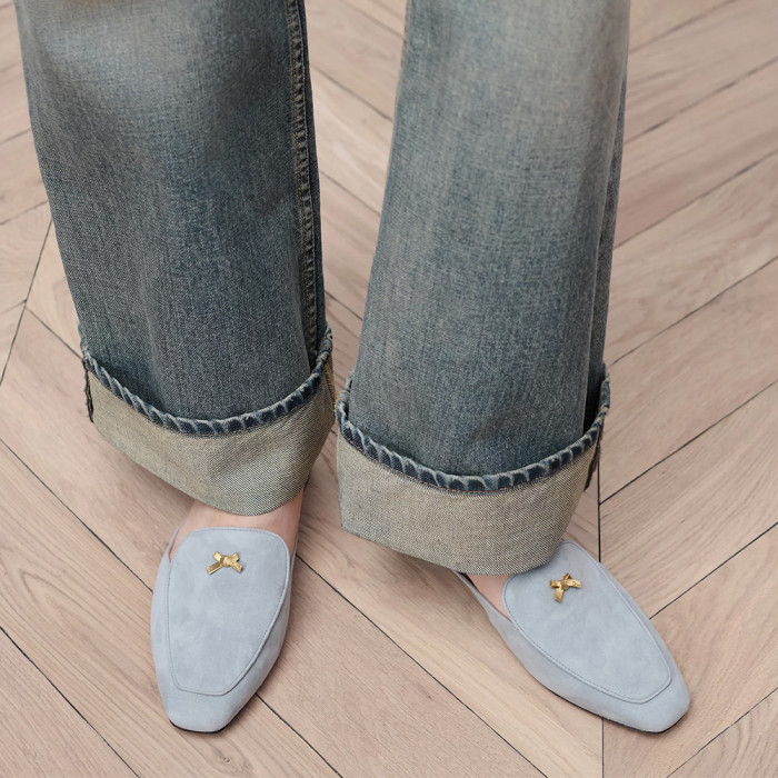 NIGO DIOR Baby Bow Mule Pistachio Suede Goatskin #nigo377752