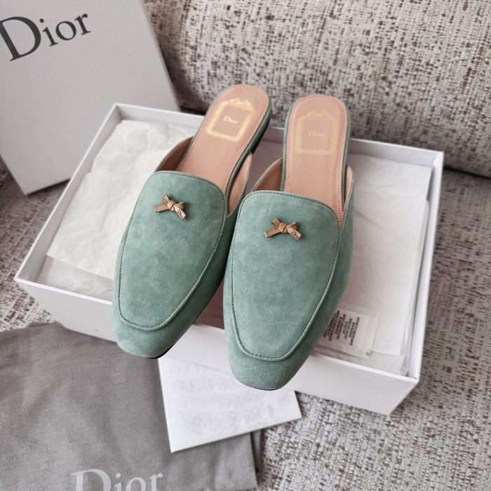 NIGO DIOR Baby Bow Mule Pistachio Suede Goatskin #nigo377752