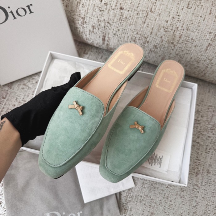 NIGO DIOR Baby Bow Mule Pistachio Suede Goatskin #nigo377752
