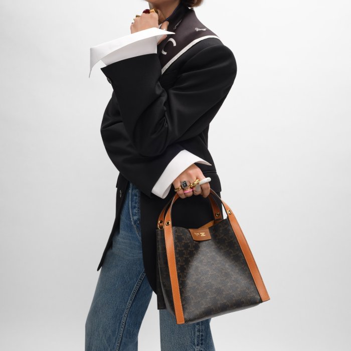 NIGO Celine Small Cube Bag in Triomphe Canvas and Natural Calfskin #nigo377768