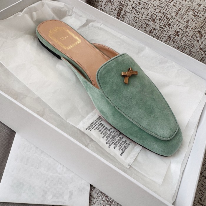 NIGO DIOR Baby Bow Mule Pistachio Suede Goatskin #nigo377752