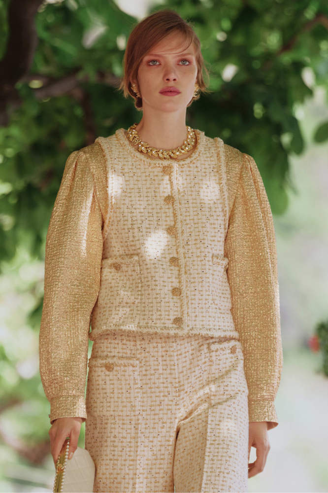 NIGO Chanel Jacket Cotton Wool Tweed Ecru Gold #nigo377742