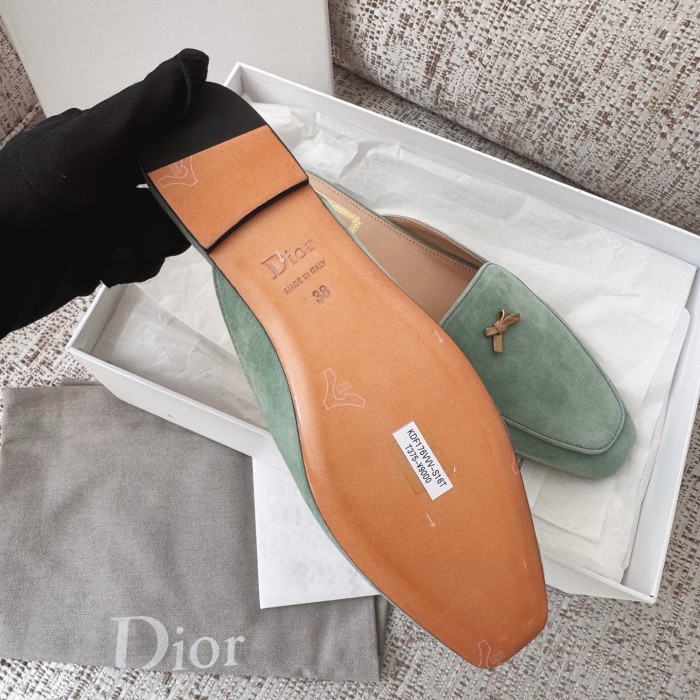 NIGO DIOR Baby Bow Mule Pistachio Suede Goatskin #nigo377752