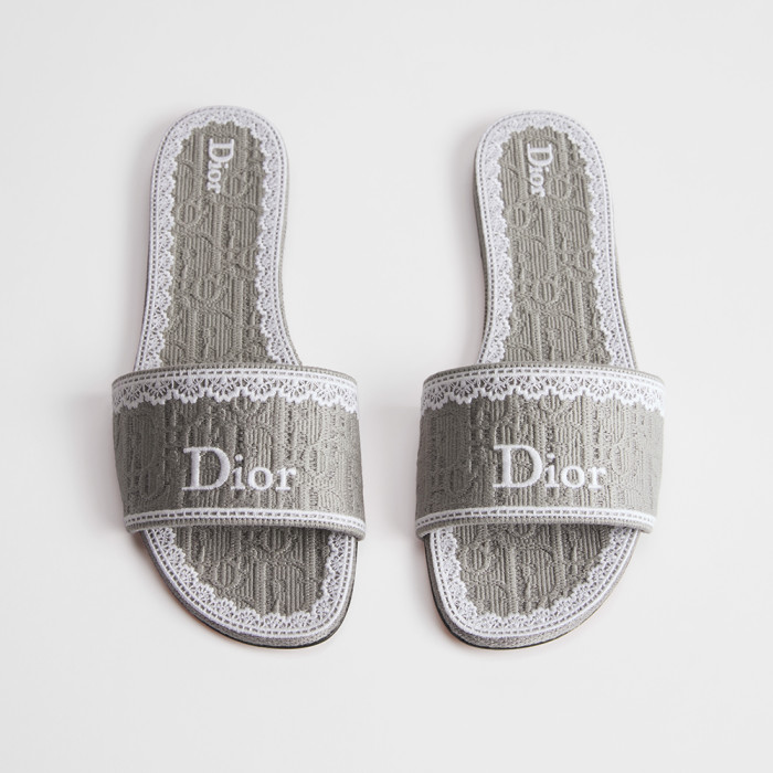 NIGO Dior Dentelle Slide Sky Blue Dior Oblique Embroidered Cotton and White Lace #nigo377809