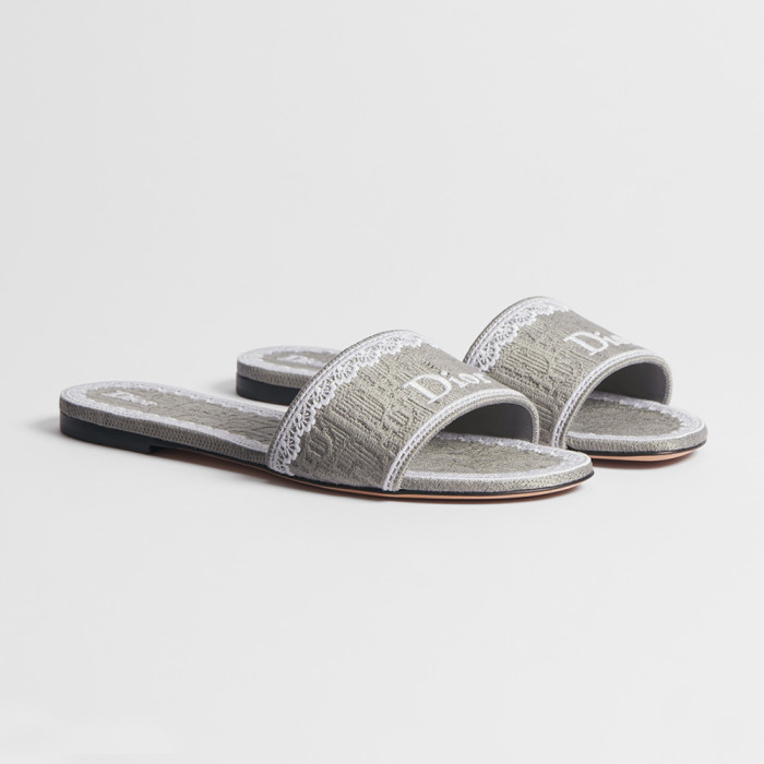NIGO Dior Dentelle Slide Sky Blue Dior Oblique Embroidered Cotton and White Lace #nigo377809