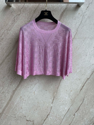 NIGO Chanel Hollow Hot Rhinestone Knitted Three-quarter Short-sleeved Pullover#nigo377963