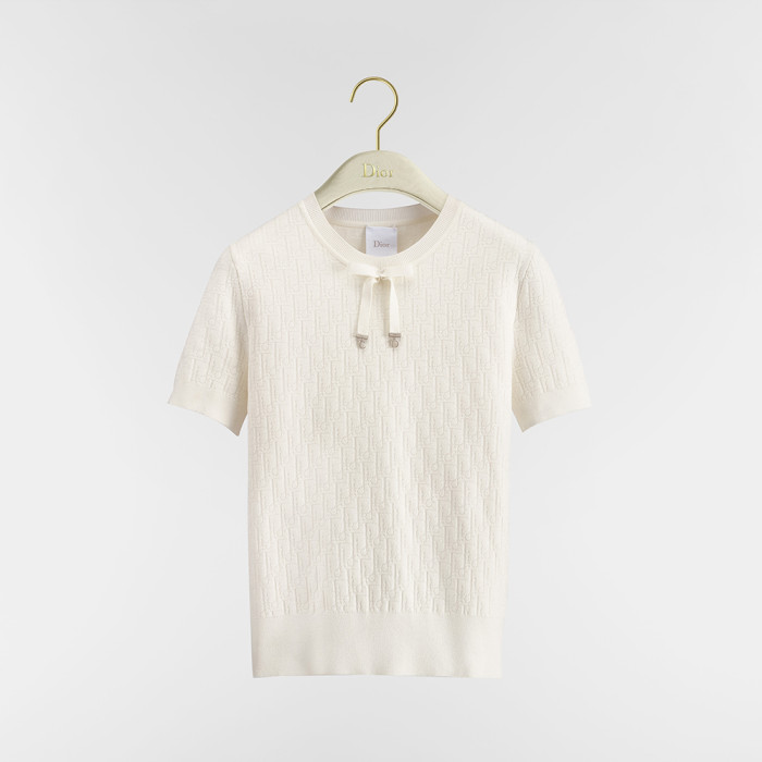 NIGO DIOR Short-Sleeved Sweater Ecru Dior Oblique Technical Jacquard #nigo377959