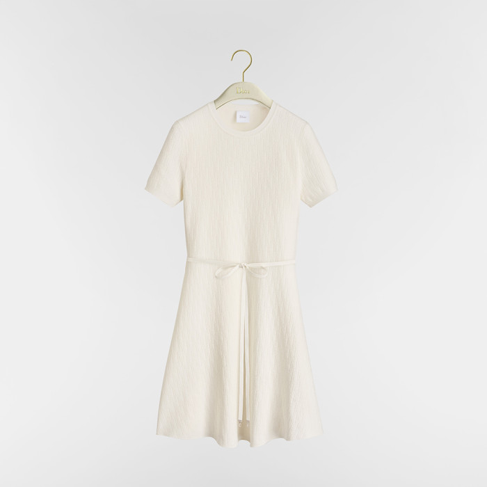 NIGO DIOR Short Belted Dress Ecru Dior Oblique Technical Jacquard #nigo377958