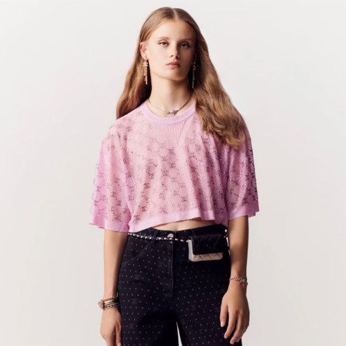 NIGO Chanel Hollow Hot Rhinestone Knitted Three-quarter Short-sleeved Pullover#nigo377963
