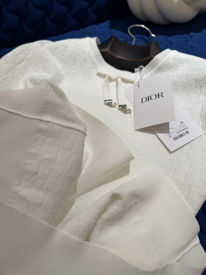 NIGO DIOR Short-Sleeved Sweater Ecru Dior Oblique Technical Jacquard #nigo377959