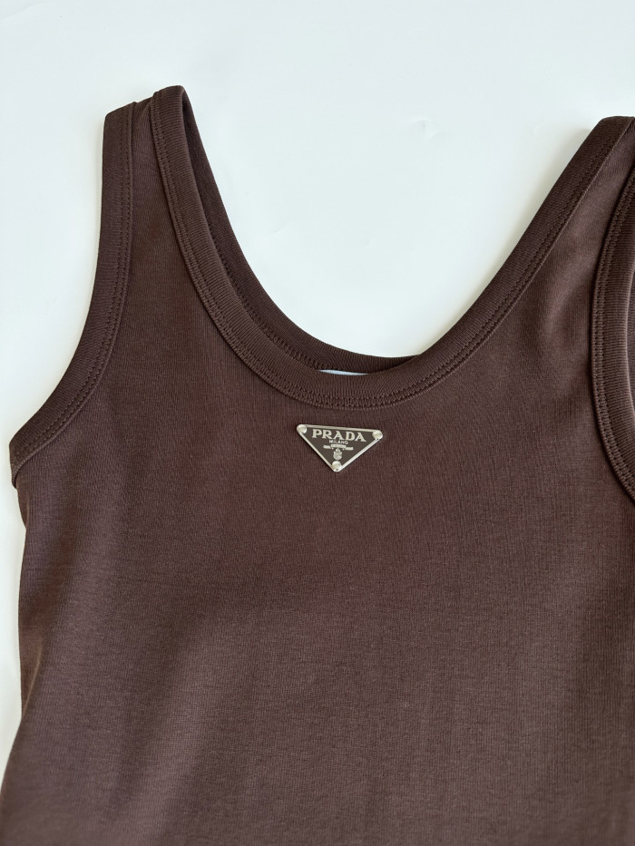 NIGO PRADA Cocoa Brown Ribbed Knit Top #nigo378067