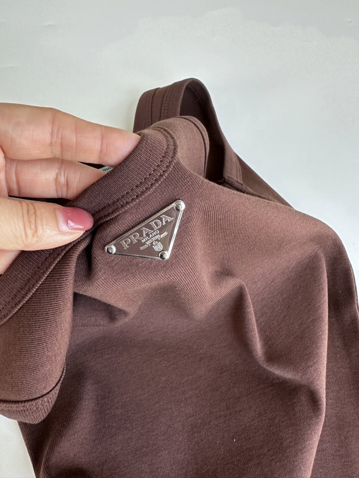 NIGO PRADA Cocoa Brown Ribbed Knit Top #nigo378067
