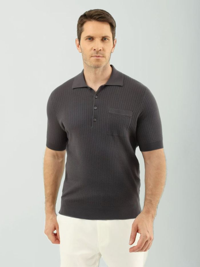 Brunello Cucinelli Men's Knitted T-shirt Polo Shirt #378282