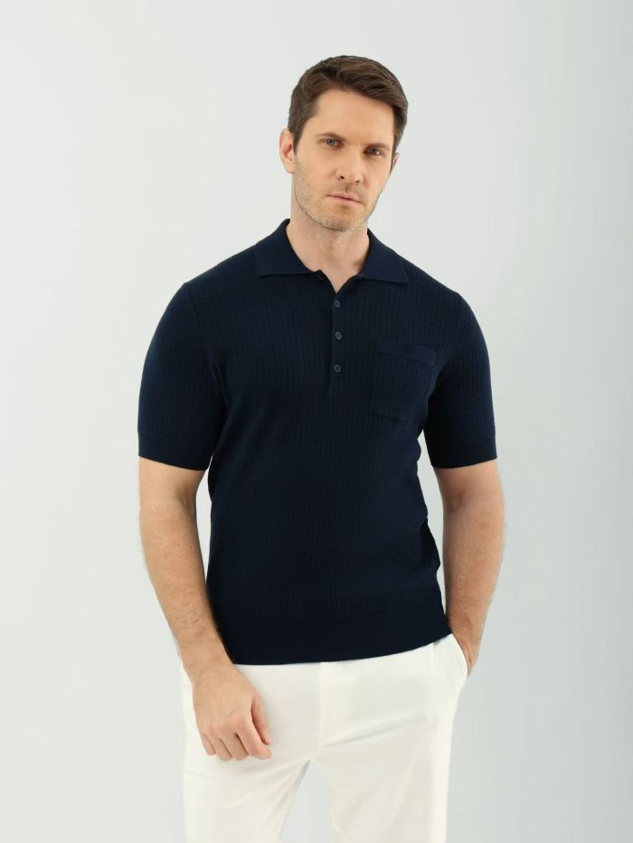 Brunello Cucinelli Men's Knitted T-shirt Polo Shirt #378282