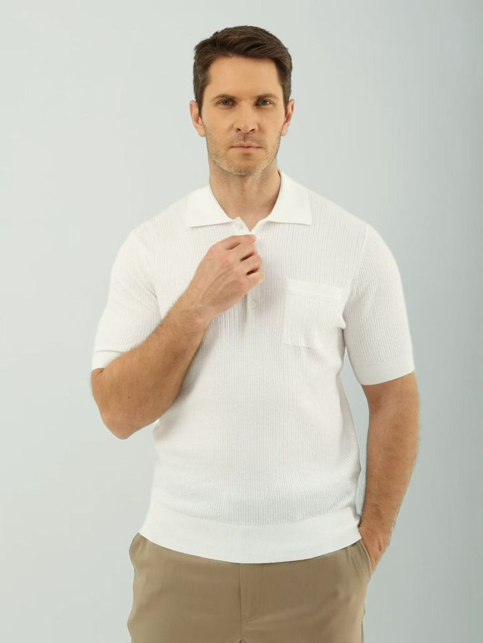 Brunello Cucinelli Men's Knitted T-shirt Polo Shirt #378282