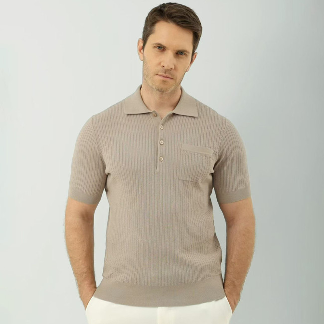 Brunello Cucinelli Men's Knitted T-shirt Polo Shirt #378282