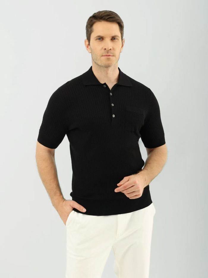 Brunello Cucinelli Men's Knitted T-shirt Polo Shirt #378282
