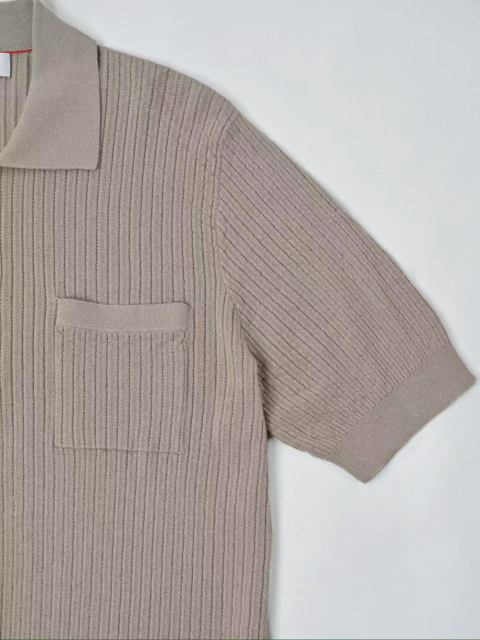 Brunello Cucinelli Men's Knitted T-shirt Polo Shirt #378282
